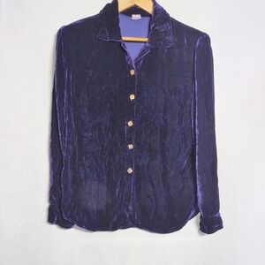 Vintage Elegant Kleen Silk Blend Purple Velvet Women's Top